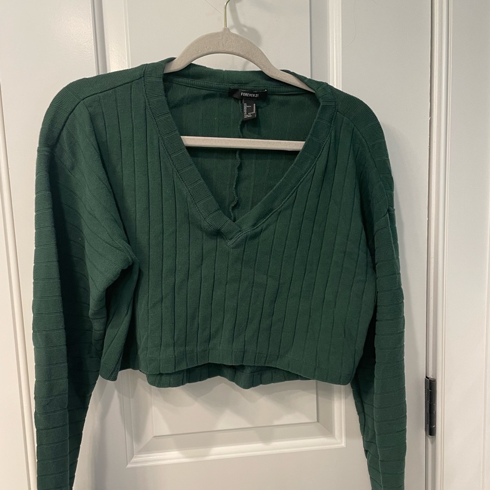 Green Cropped Sweater
